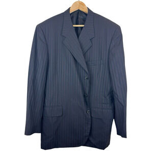 FILO A Mano Tom James‎ Black Pinstripe Suit 52L 41x30 100% Wool Holland & Sherry